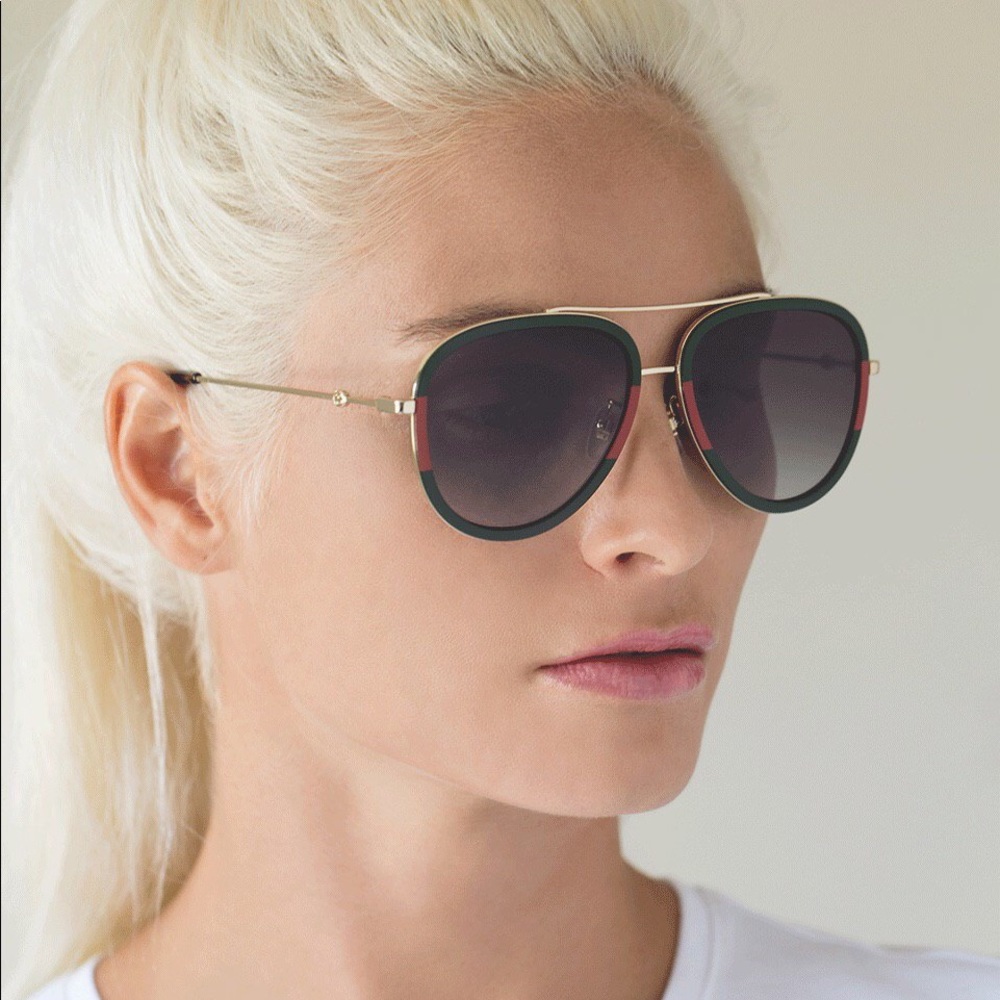 NEW GUCCI AVIATOR SUNGLASSES GG0062S 003 NEW EYEWEAR GUCCI - Picture 3 of 13